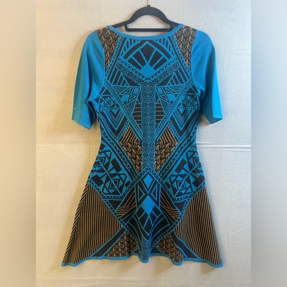 Flying Tomato Women's Blue  Round Neck Short Sleeve Knee Length Dress  Large - Picture 4 of 5